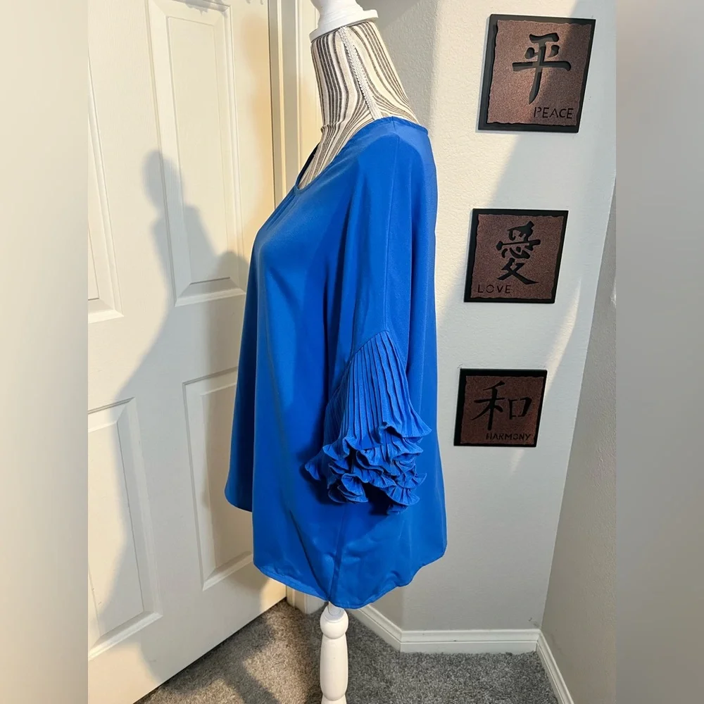 K Jordan Royal blue Plus size English ruffle blouse size 1x - Picture 4 of 9